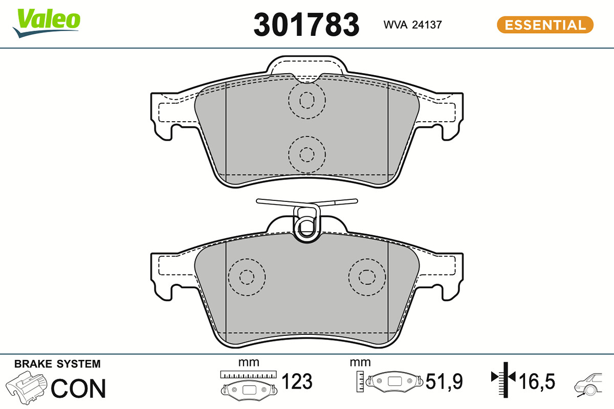 Jeu de 4 plaquettes de frein VALEO ref. 301783